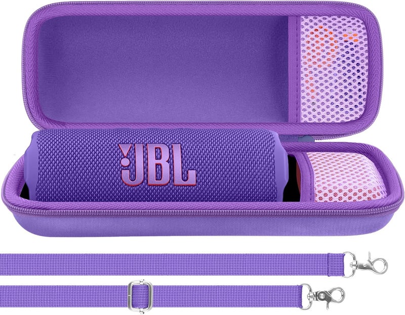 Aenllosi for JBL Flip 7/ Flip 6/ Flip 5 Protable Bluetooth Speaker Hard Case with Adjustable Shoulder Strap, Purple (Case Only) - Image 1